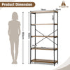 5-Tier Bookshelf Industrial Wood Bookcase Freestanding Display Rack Organizer
