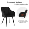 2Pcs Velvet Dining Chairs Black Cushion Padded Seat Metal Legs Armchair