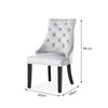 2X Dining Chairs Grey Velvet Buttoned Knocker Back Wood Leg Living Room Kitchen