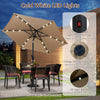 Garden Table Umbrella Outdoor Heavy Duty Market Umbrella w/ LED Lights-Beige