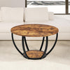 28" Round Coffee Table with Storage,2-Tier Wood Accent Center Table for Living R