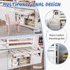 KIDS CHILDREN'S BED 3FT CABIN BED MID SLEEPER WITH DESK, STAIRS STORAGE CABINET