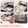 4 in 1 Portable Baby Playard Foldable Newborn Nursery Center w/Bassinet-Grey