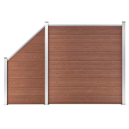 WPC Fence Set 1 Square + 1 Slanted 273x186 cm Brown vidaXL