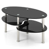 3-Tier Modern Oval Tea Table Smooth Glass Coffee Table Sofa End Side Table