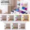 Dressing Table with Charging Station, Makeup Vanity with Glass Top and 6 Drawers