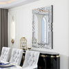 Full Length Crushed Diamond Wall Mirror Crystal Glass Silver Rectangle Dressing