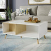 100cm Rectangle Coffee Table Wooden Storage Shelf Modern Living Room Furniture