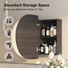 Oval Bathroom Mirror Cabinet w/ Shelf Wall Mounted For Bathroom White Storage