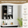 Wall-mounted Bathroom Cabinet Storage Organizer w/Mirror Doors-Black