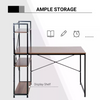Industrial Writing Desk with Bookshelf Rustic Metal Home Office Workstation