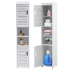 White 5Tier Bathroom Floor Cabinet Standing Storage Cupboard Door Wooden Shelve