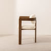 Wood Walnut Boucle Fabric Curved Dining Room Chair