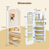 6 LEDs Mirror Jewelry Cabinet with Storage Shelves-White