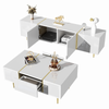 Modern High-gloss TV Cabinet TV Stand and Coffee Table Set for Living Room,White