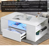 Table Drawer High Furniture Storage Modern Room Living LED Gloss 2 Wooden Coffee