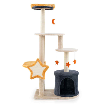 128 cm Tall Cat Tree Cute Multi-Level Cat Tower w/ Condo