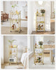 3-Tier Drinks Trolley, Gold Bar Cart on Wheels, with Handles, Mirrored Glass