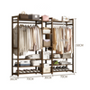 Open Wardrobe Wooden Clothes Rail Rack w/ Bottom&Top Shelf Garment Stand Corner