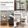 Round Side Table Wooden 2-Tier Sofa End Beside Accent Table W/ Storage Shelf