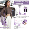 Adult Teens Kick Scooter Foldable Ride On Adjustable W/ LED Light-Purple