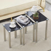 3pcs Rectangular Black Tempered Glass Side End Nested Table Bedside Coffee Table