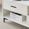 White Coffee Table with Storage 4 Drawers Shelf Home Office Lounge Metal Legs