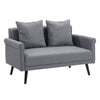 Scandinavian Double Seat Sofa Loveseat Settee Couch Grey Linen Wooden Legs Soft