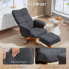 Linen Recliner Chair with Ottoman Footrest Storage Space Grey