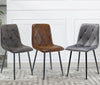 6X Dining Chairs Set Faux Suede Leather Padded Seat Metal Legs Kitchen Office