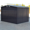 6x8ft Garden Shed Metal Galvanized Dark Grey 2 Door Outdoor Toolshed with Base