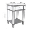 Accent Silver Mirrored End Table Bedroom Living Coffee Side Table Desk w/ Drawer