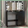 Dressing Table Vanity Makeup Desk Set with 3-Color LED Lighted Mirror And Drawer