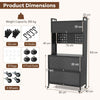 Kitchen Pantry Storage Cabinet Coffee Bar Cabinet w/Wheels-Black