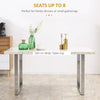 White Modern Large Dining Room Table Kitchen Table Marble Effect Top Steel Legs