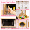Wooden Kids Kitchen Playset w/ Range Hood & Cookware-Pink