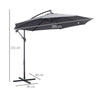 3m Garden Banana Parasol Cantilever Umbrella with Cross Base Grey