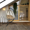 Folding Hanging Egg Chair with Cushion and Stand for Indoor Outdoor Khaki