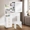 4 Drawers Dressing Table Set Makeup Desk with LED Mirror Stool Shelf Storage UK