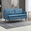 Modern Upholstered Two Seater Sofa for Bedroom Living Room Dark Blue