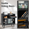 Kitchen Storage Cabinet Wooden Buffet Sideboard Cupboard 2 Sliding Glass Doors