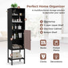 Sturdy Metal Support Slim Cupboard Tall Kitchen Storage Cabinet-Black