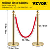 4PCS Barrier Posts Crowd Control Stanchion 2 Velvet Ropes Bank Queue
