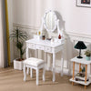 White Dressing Table with Mirror and Stool, 5 Drawers for Storage, 75x40x141.5cm