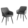 2pcs Dining Chairs Set Faux Leather/Velvet Padded Metal Legs Restaurant Armchair