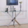 Hallway Glass Console Table Entryway Living Room Side End Table Desk Chrome Base