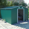 Galvanized Steel Garden Storage Shed Metal Outdoor Bike Shed 12x10ft Doors Base