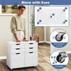 Mobile Storage Cabinet 4 Drawer Dresser Chest with Doors-White