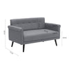 Scandinavian Double Seat Sofa Loveseat Settee Couch Grey Linen Wooden Legs Soft