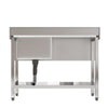 Commercial Restaurant Sink Stainless Steel 1 Bowl Catering Table Storage Shelf